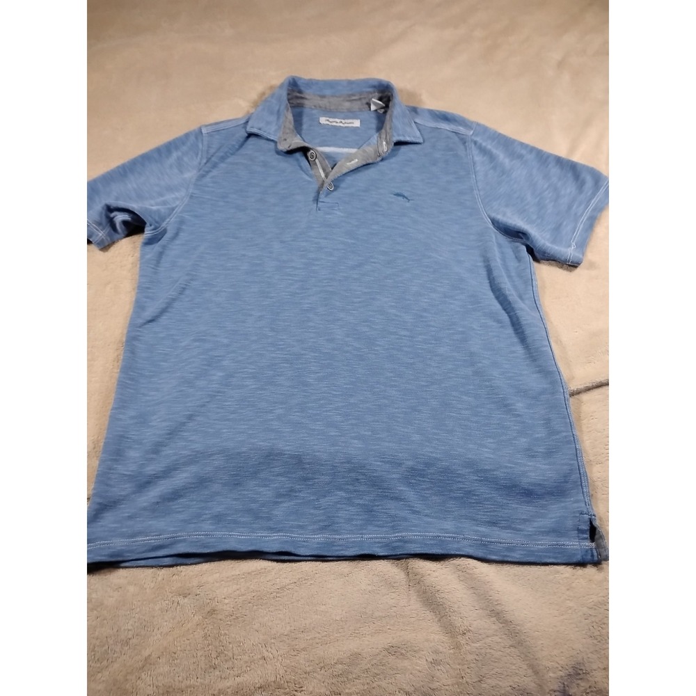 Tommy Bahama Paradiso Polo Shirt Mens Short Sleeve Blue Heather Marlin Logo